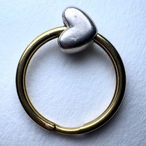 Stylish Sterling Silver Heart and Brass Key Ring